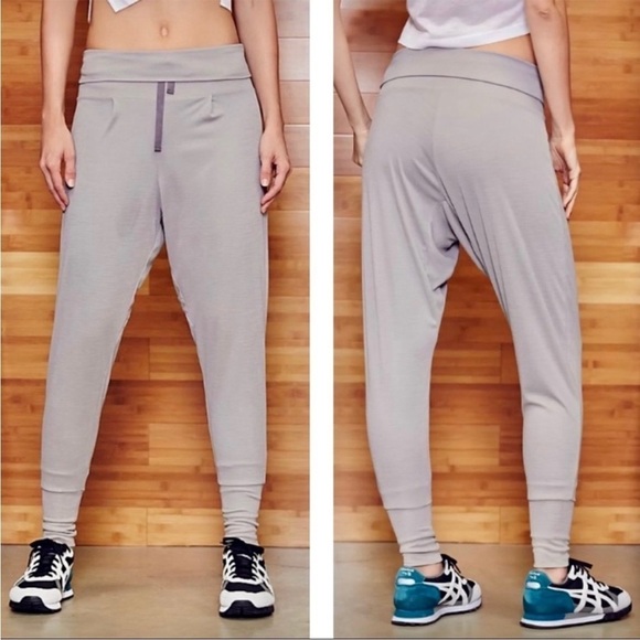 FP MOVEMENT Cozy Up Dance Harem Pants Grey Ribbed High Waisted Joggers Med - Picture 4 of 13